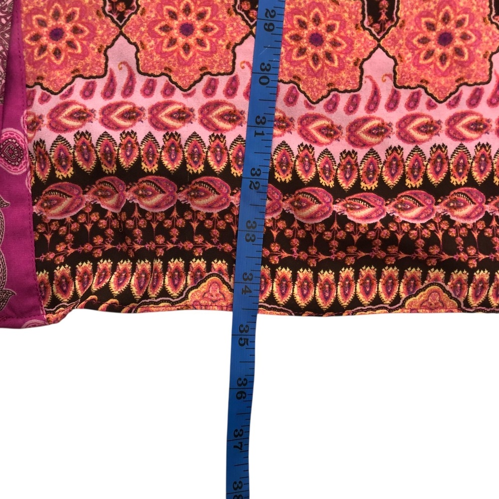 Rose + Olive Tunic Top Size 1X Button Up Floral Paisley‎ Print Shirt Boho Artsy - Picture 8 of 8
